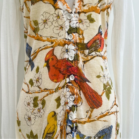 RARE Anthropologie Moth Aviary Gate Bird Cardigan Sweater Long line Y2K Medium - Picture 6 of 10